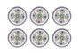 Hermia Juego de 6 Platos para Postre de Porcelana 19.3x19.3x2 cm Blanco Azul Rojo